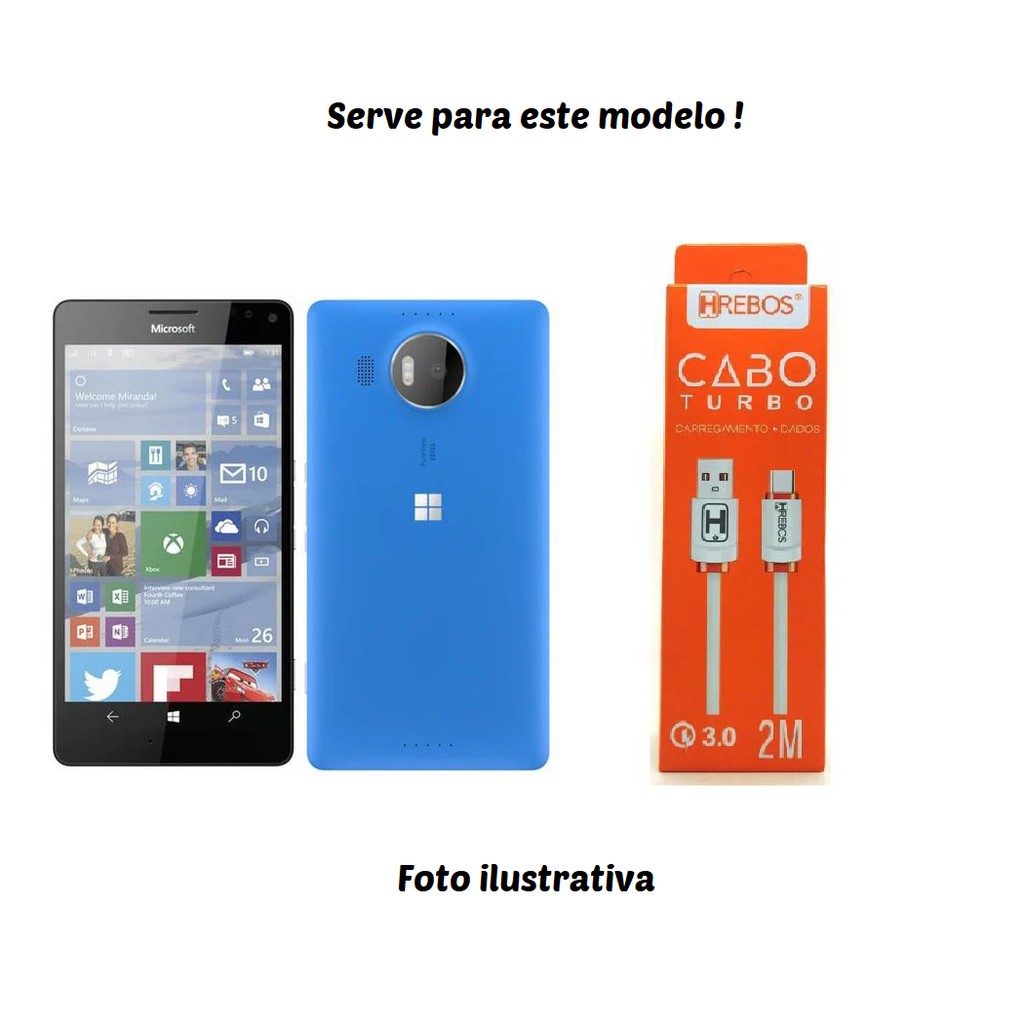 Cabo exclusivo para Microsoft Lumia 950 Tipo C modelo Hrebos 3.0 Turbo 2M Up