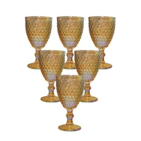 Conjunto de 6 Taças Âmbar Furta-Cor Bico de Abacaxi 300 ml - Casambiente