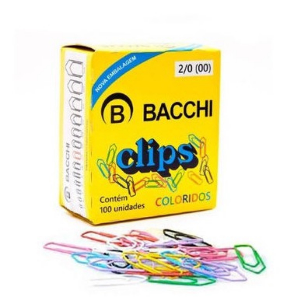 Clips para papel Bacchi Galvanizados e Coloridos/Papelaria Shopee Brasil