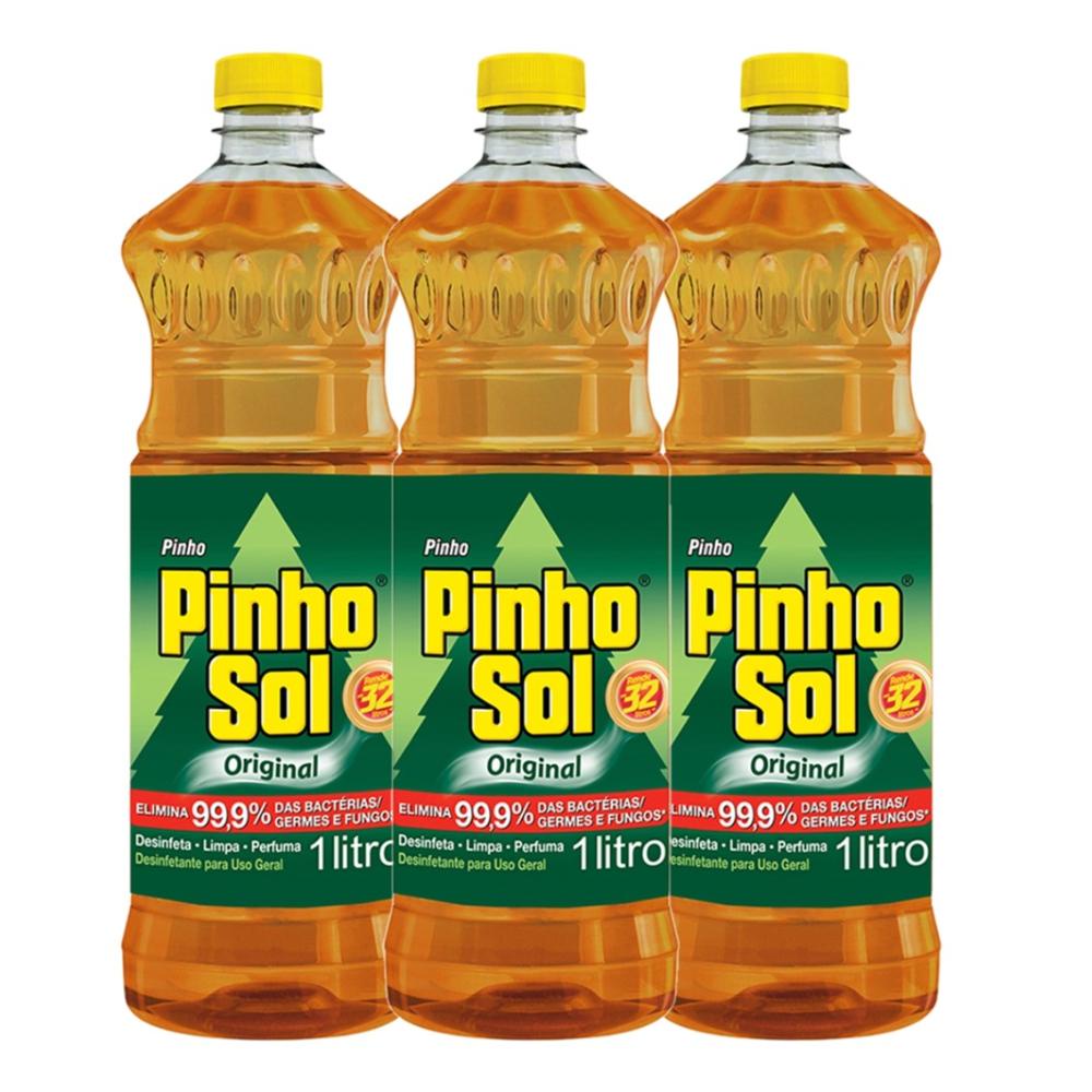 Kit com 3 Desinfetante Pinho Sol Original 1L Cada em Oferta na Shopee