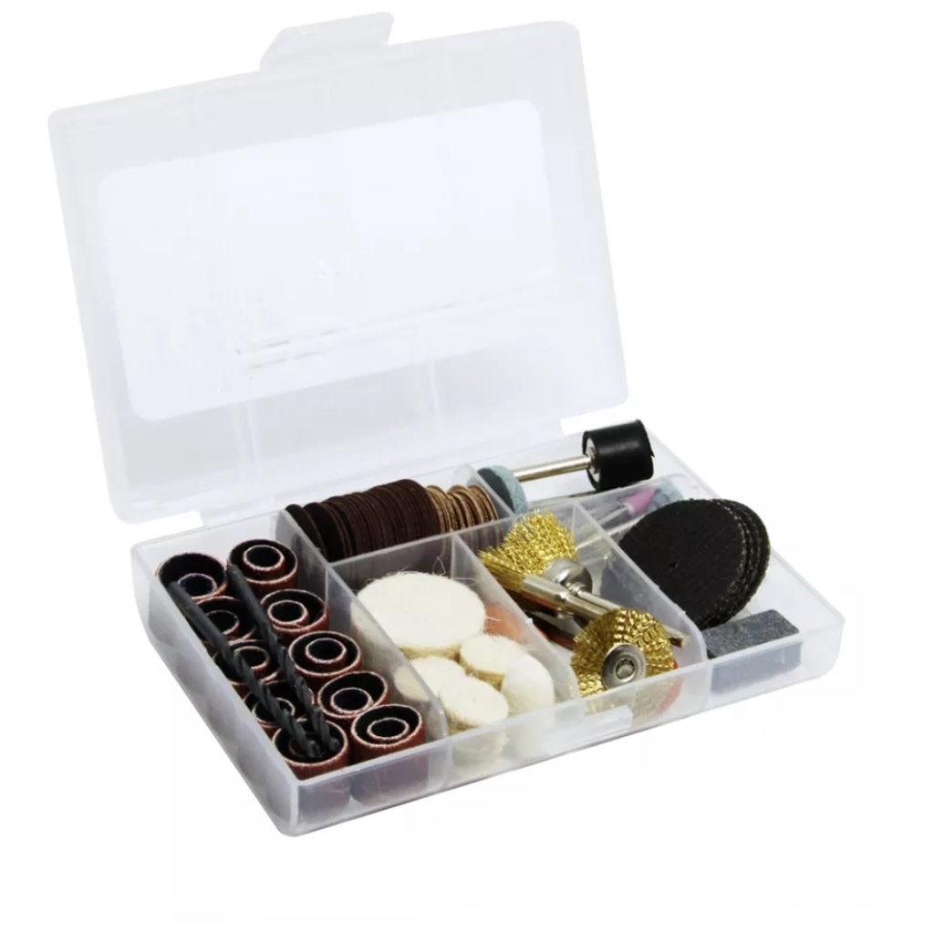 Conjunto Kit Retifica Acessorio Dremel C/105 Pecas Pino encaixe 1/8'' FK