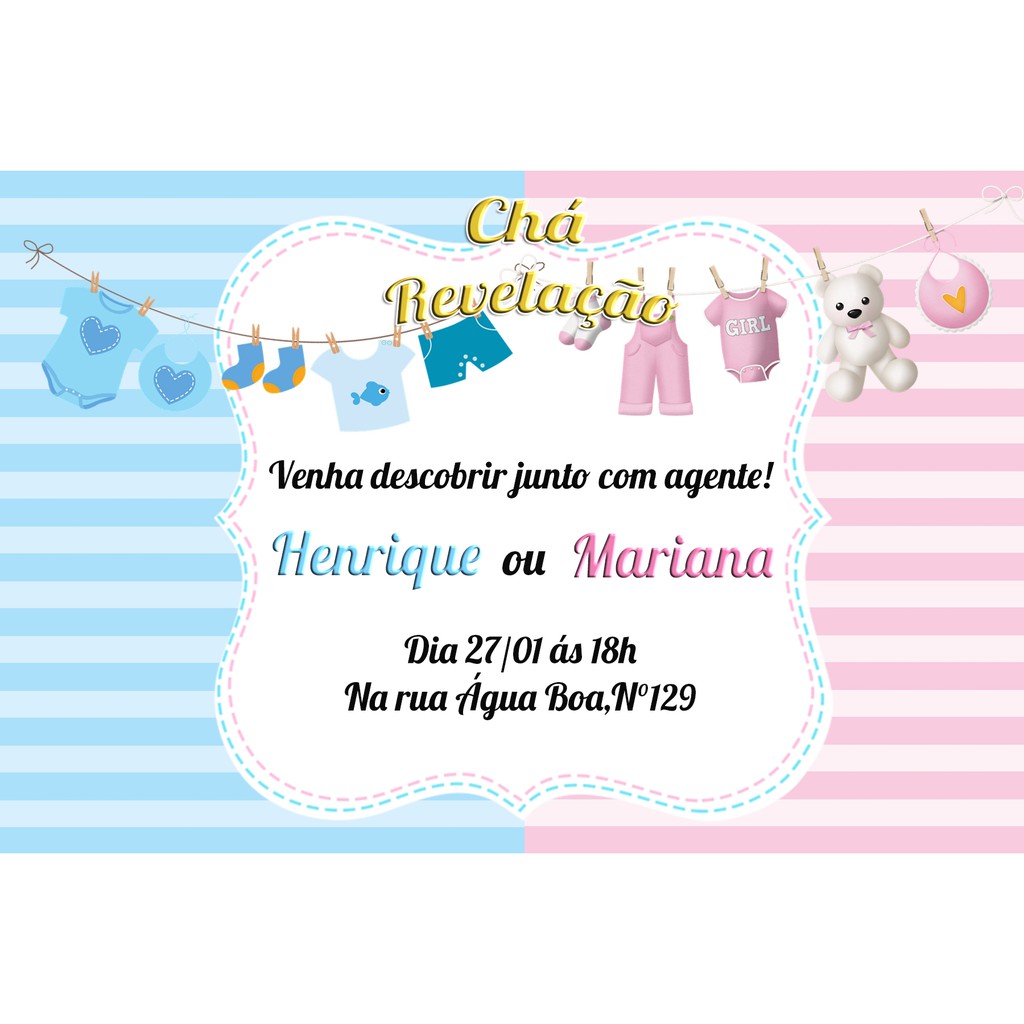 Convites Cha Revelacao Shopee Brasil