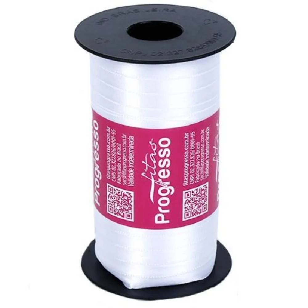 Fita de Cetim Progresso 7mm nº1 - 100m Cor 201 Branco - 1un