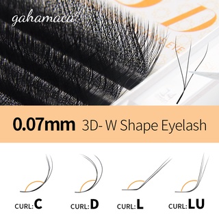 GAHAMACA 0.07mm C/D/L/LU Cachos 3D W Cílios De Extensão De