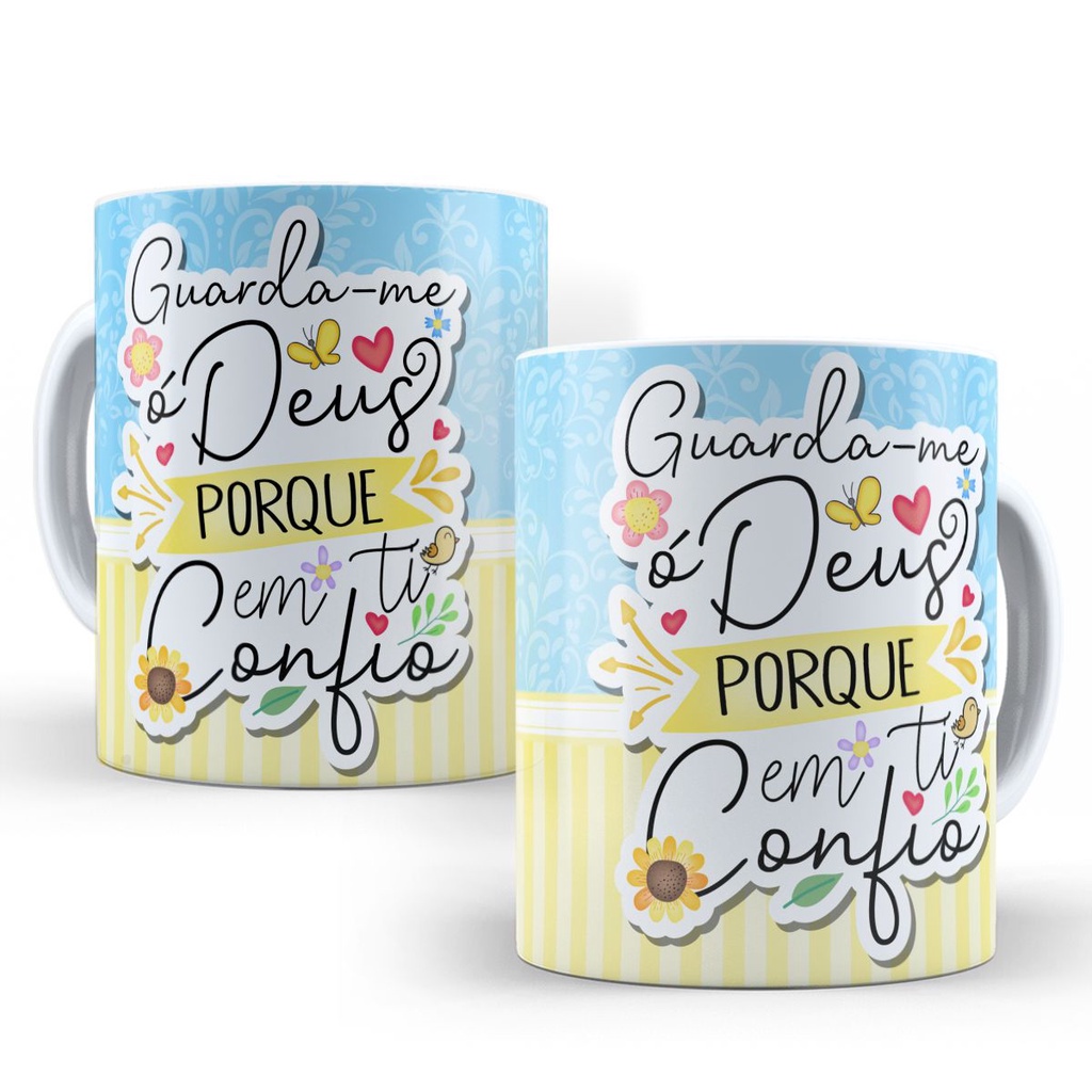 Caneca Frases Bíblicas Gospel Cristã Evangélica Porcelana 325ml Mod.811 - Guarda me Deus