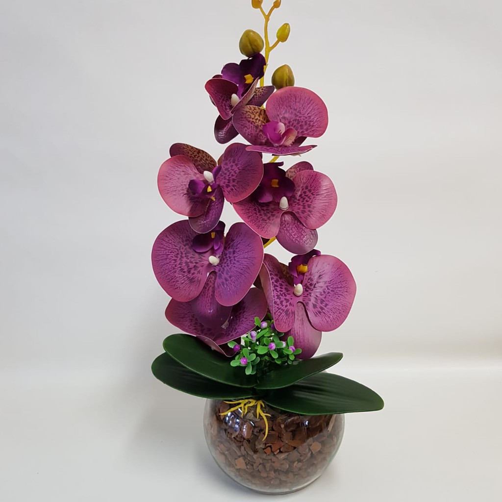 Arranjos De Mesa Orquídeas Roxas Artificiais C/ Vaso Vidro Enfeite  Decoração Casa Trabalho Presente | Shopee Brasil