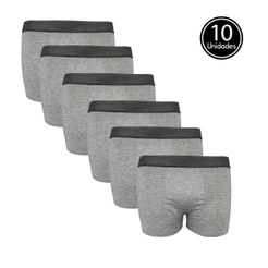 Kit 10 Cuecas Boxer Algodão Cotton Cinza C5