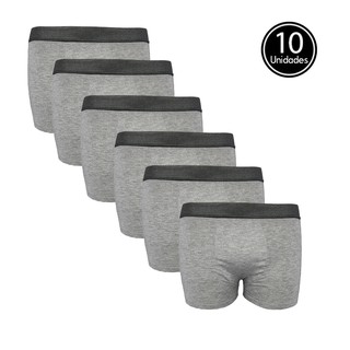 KIT 10 Cuecas Boxer Algodão Cotton Cinza Com Poliester C5