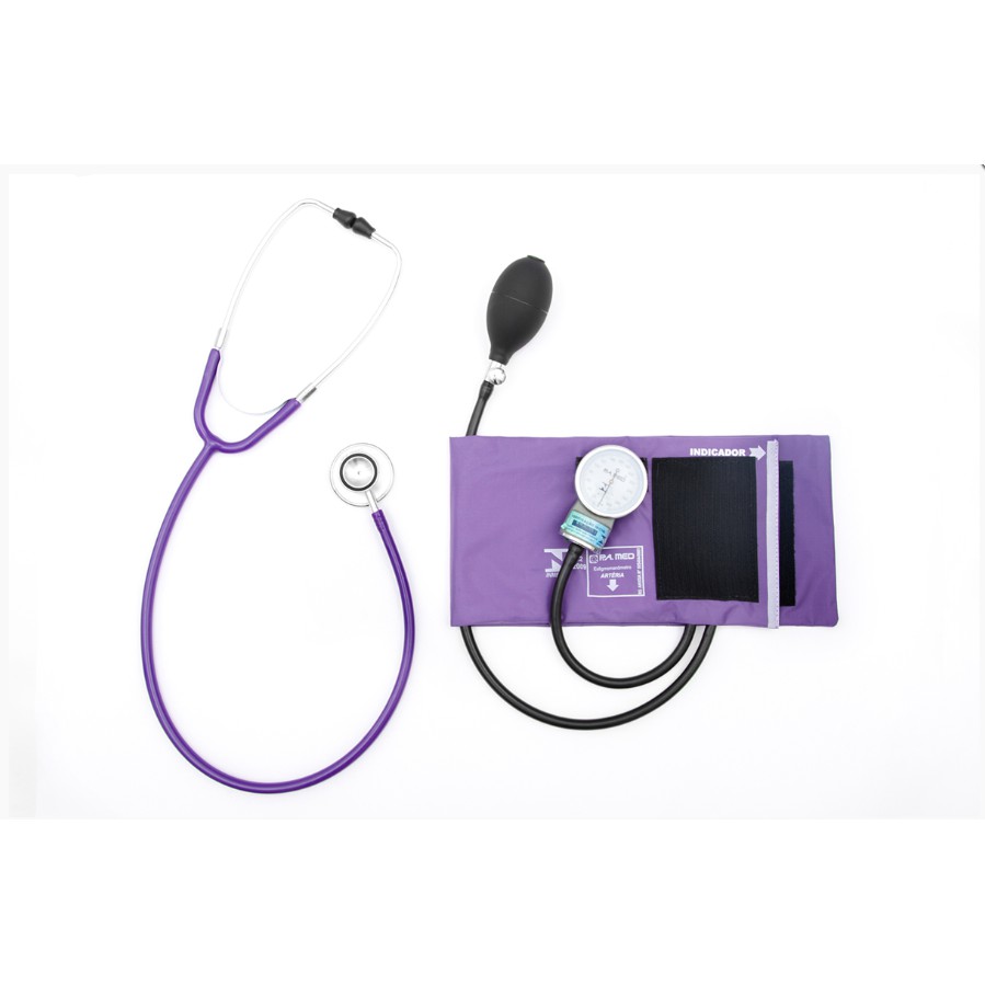 Kit Esfigmomanômetro + Estetoscópio Duplo Pamed - Roxo em Oferta na Shopee