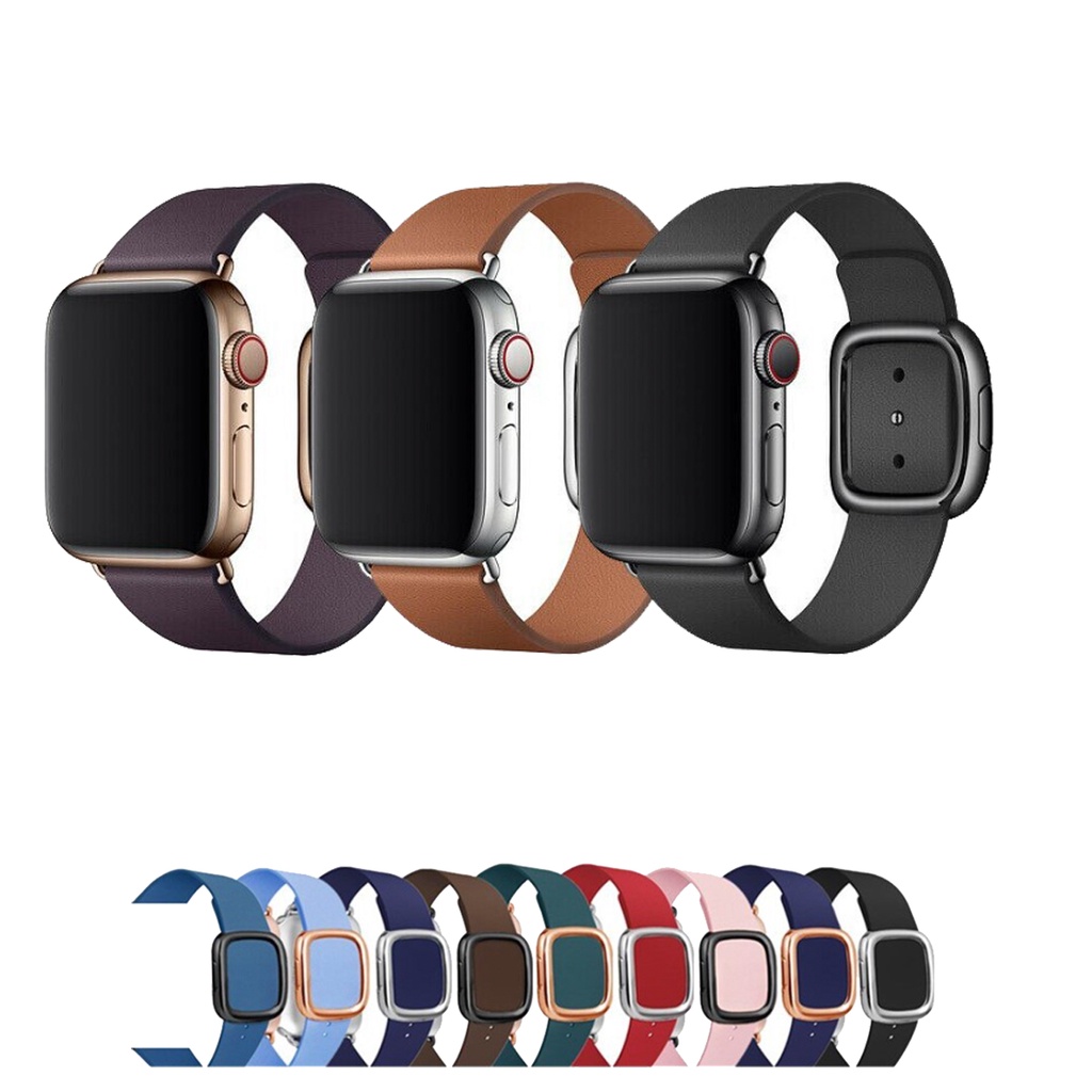 Pulseira Couro Fecho Moderno para Apple Watch 44mm 42mm Serie 1 2 3 4 5 6 e SE
