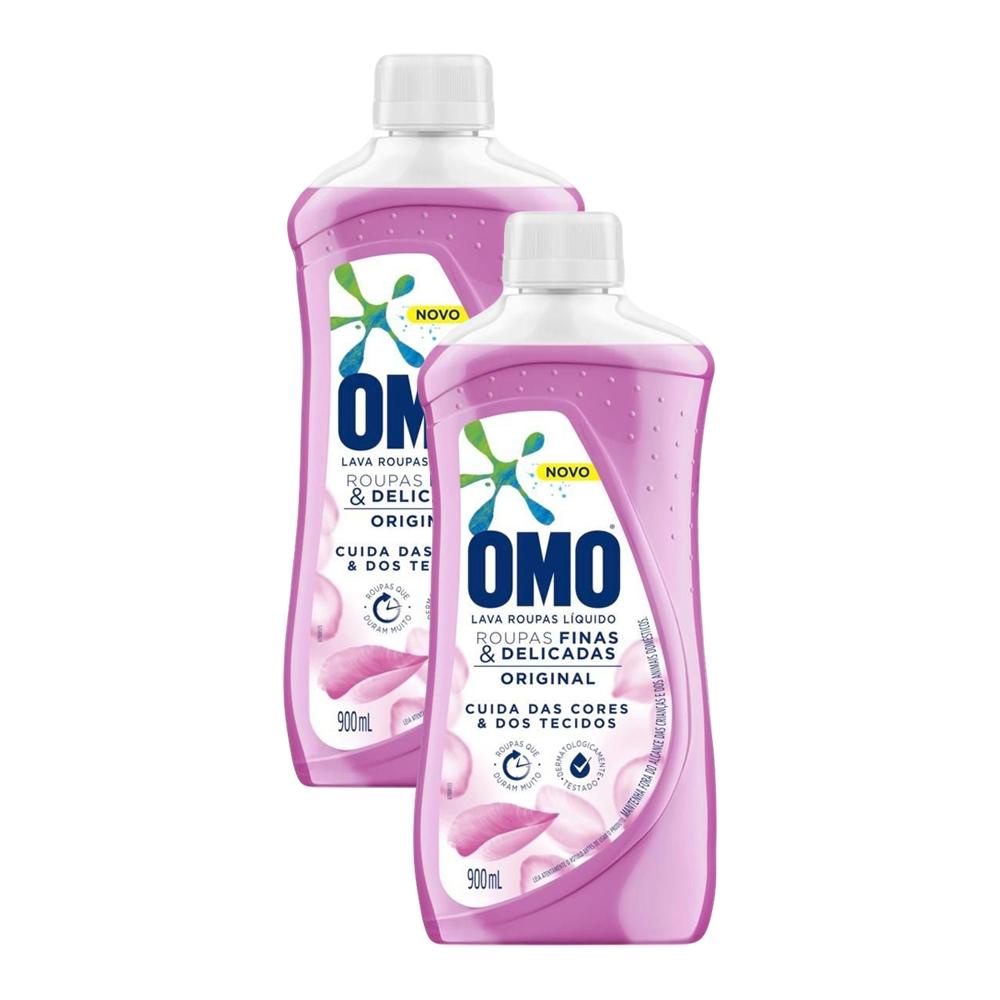 Kit 2 Lava-Roupas Omo Líquido Roupas Finas e Delicadas Original 900ml cada em Oferta na Shopee