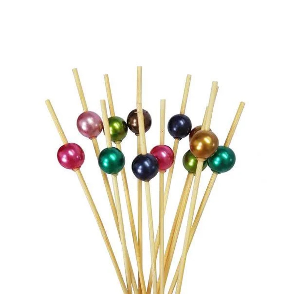 Palito em Bambu p/ petiscos com Bolinhas coloridas - 20 unidades  - Silver Festas - Rizzo embalagens