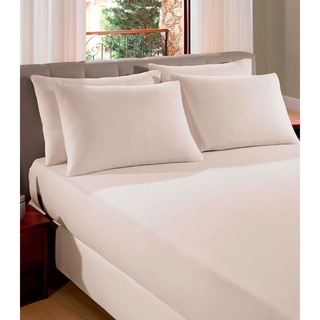 Lençol King Com Elástico Liso Vivaldi Off White