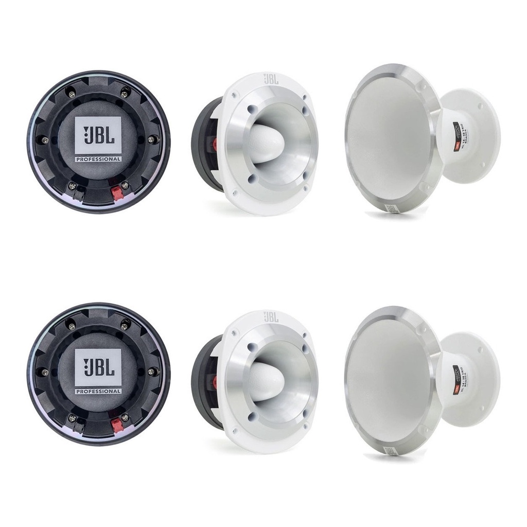 Kit 2 Driver JBL D405-X 110w + 2 Tweeter ST400 Trio Branco 150w + 2 Corneta JBL HL14-50 Trio Branca
