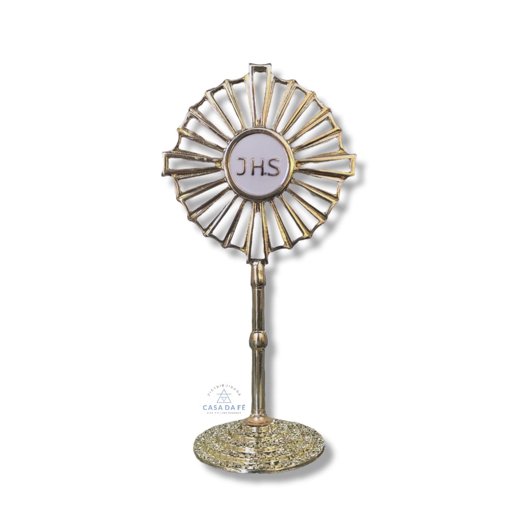 Ostensório Metal Dourado Pedestal Enfeite De Mesa 18cm Artigo Religioso