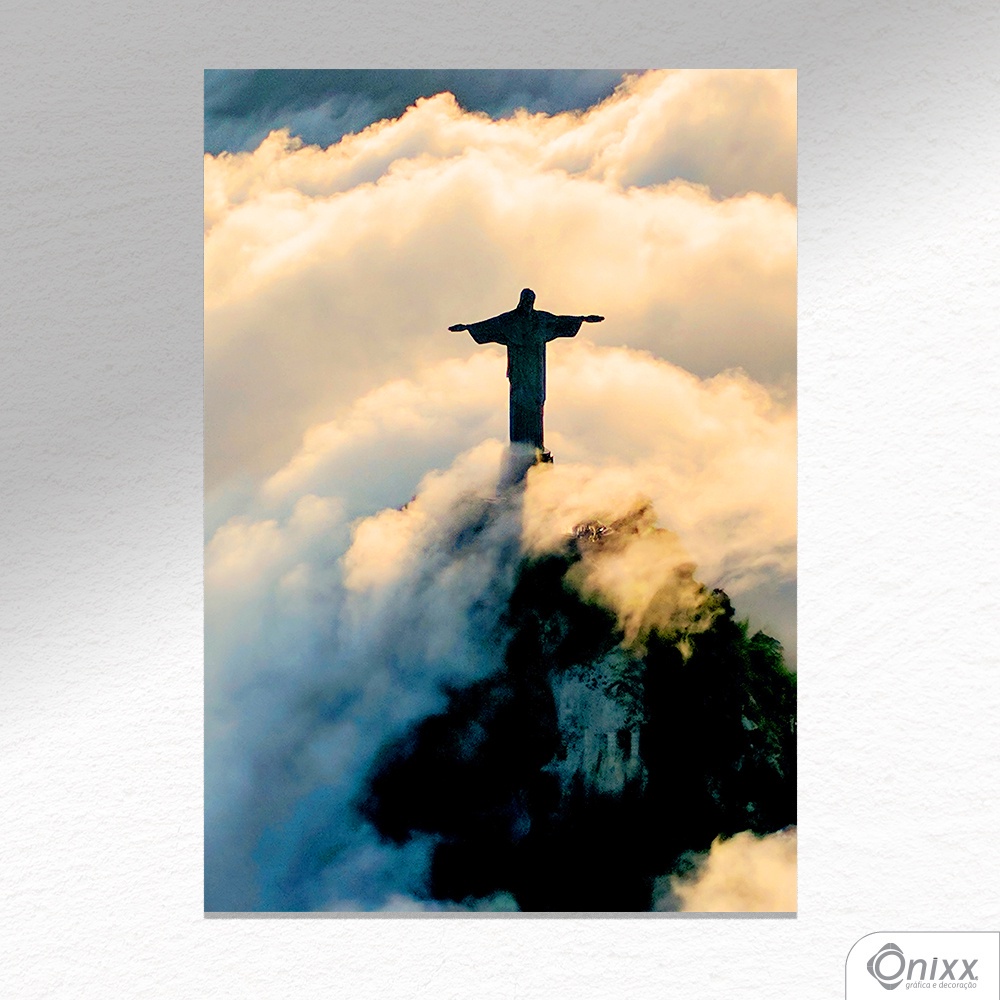 Placa Decorativa Cristo Redentor Entre Nuvens A4