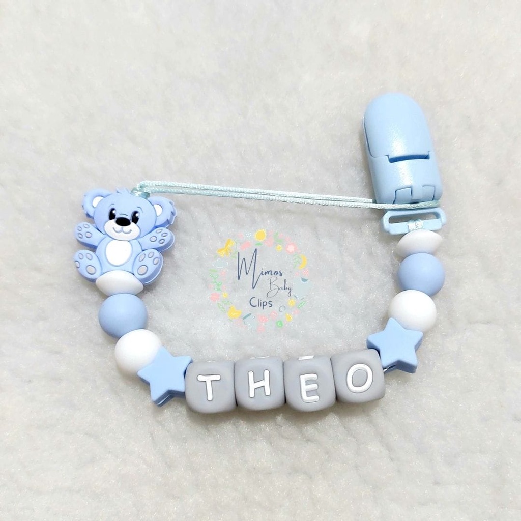 Prendedor de Chupeta e Mordedor Personalizado com Nome em Silicone Ursinho em Oferta na Shopee