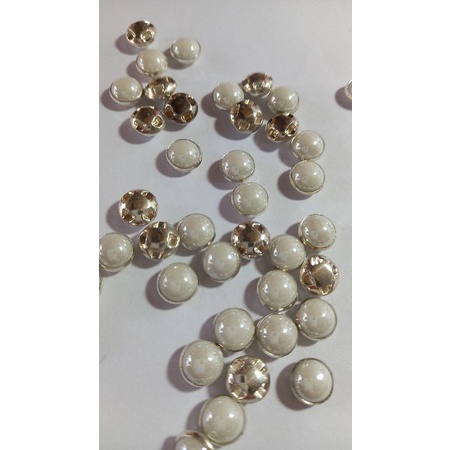 Meia pérola branca/prata engrapada 8mm pacote com 50gramas
