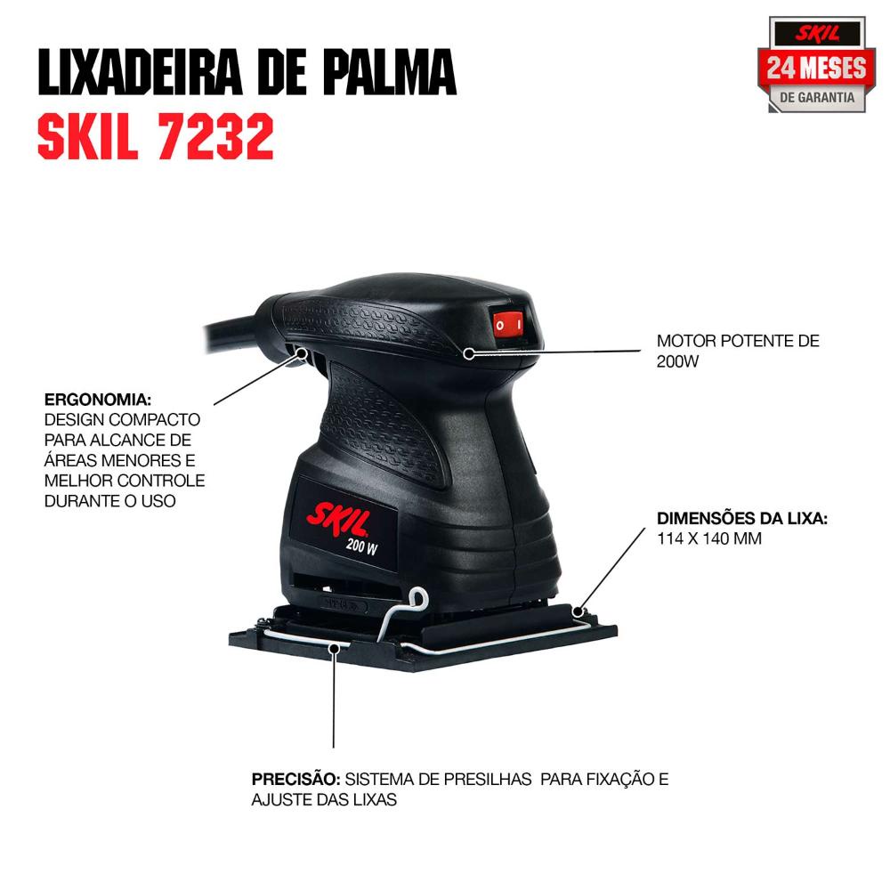 Lixadeira Orbital de Palma 200W 7232 SKIL