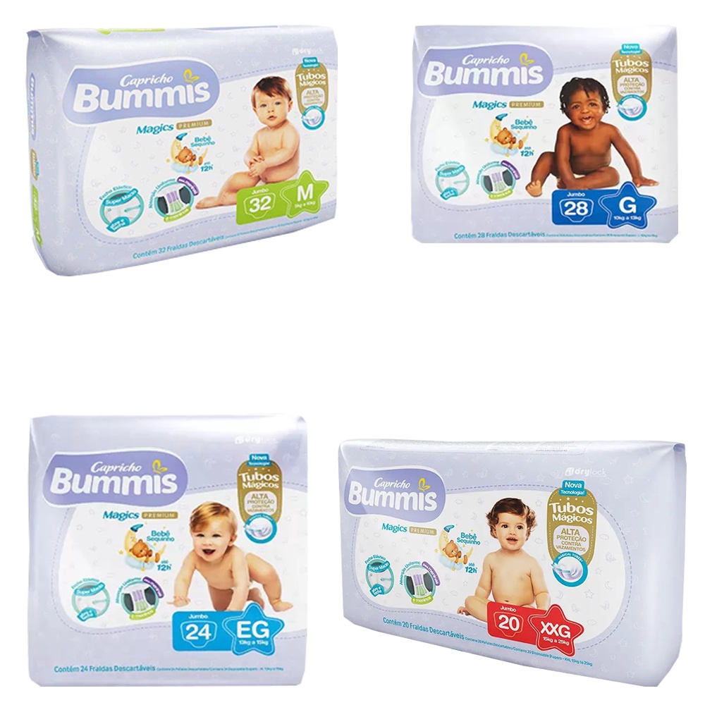 Fralda Descartável Capricho Bummis Magics Premium M / G / EG / XXG