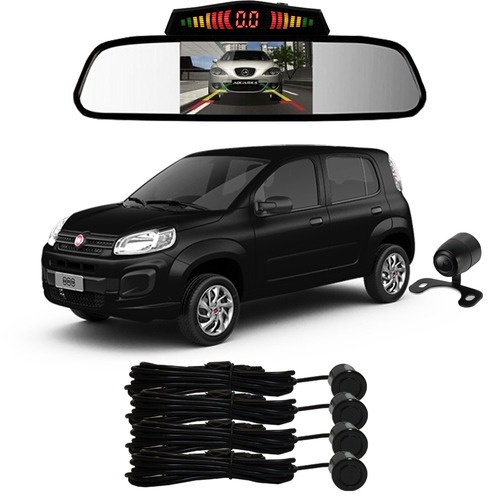 Sensor De Ré + Espelho Camera Ré Fiat Uno Preto em Oferta na Shopee