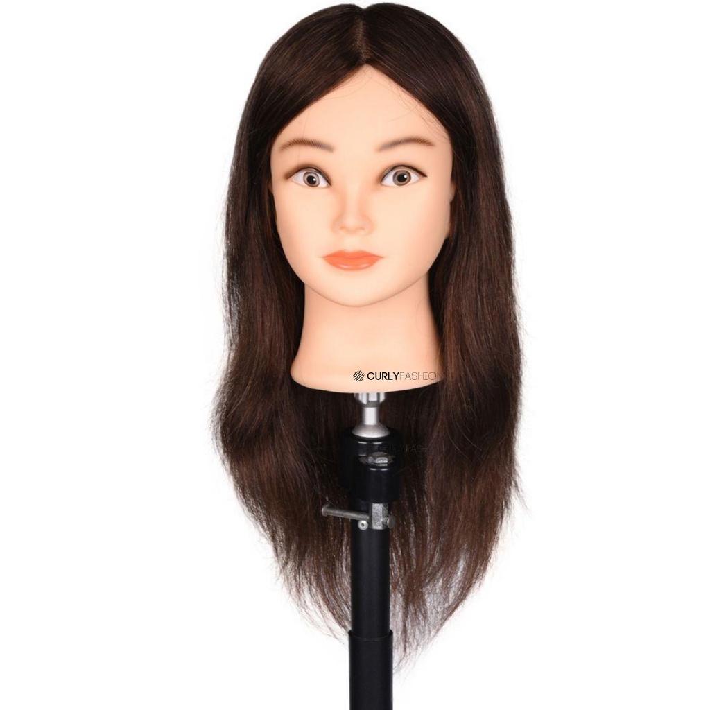 Manequim Cabeça De Boneca Para Treino 100% Cabelo Humano Profissional + Suporte