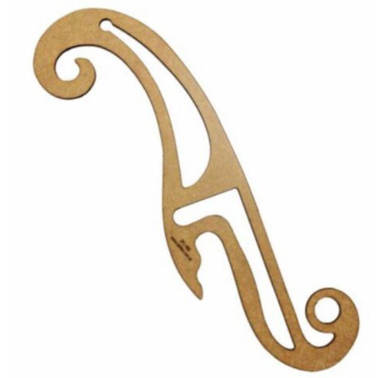 Kit de 6 Régua de Costura Modelista Completo em MDF Esquadro 50cm Francesa Curvas 1199 e 1120 em MDF