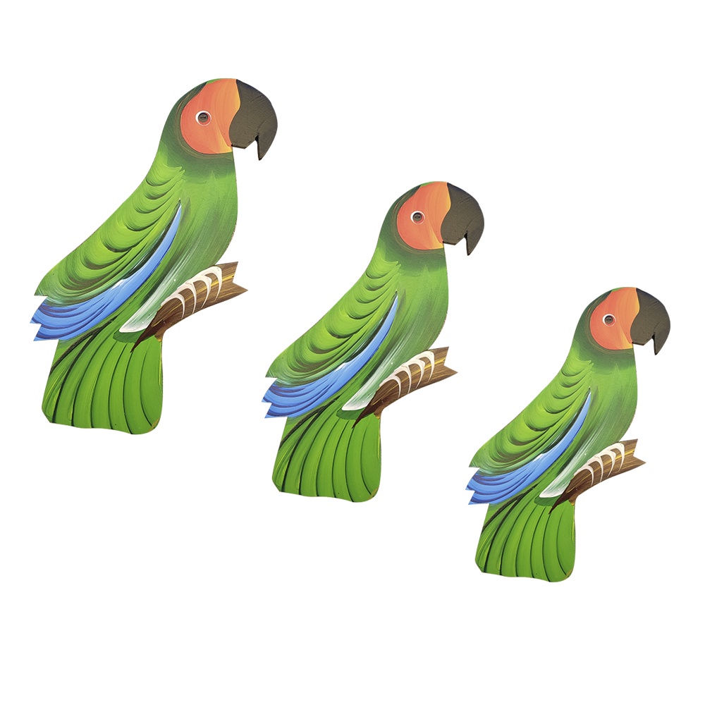 Trio De Parede Papagaio Decoração Fauna Brasileira MDF Pintado a mão em Oferta na Shopee