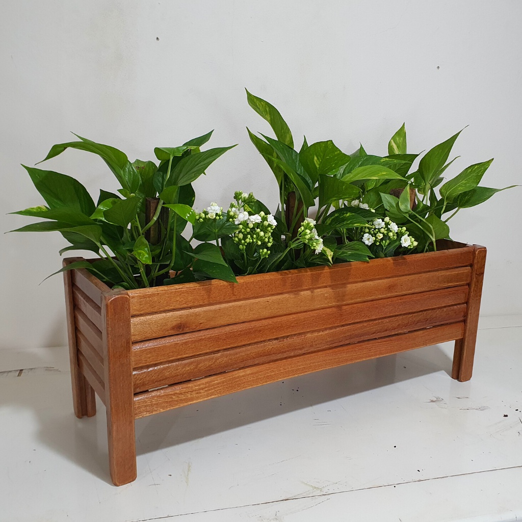 Vaso Floreira De Madeira Ripada 80cm Decorativa Grande · foto 2