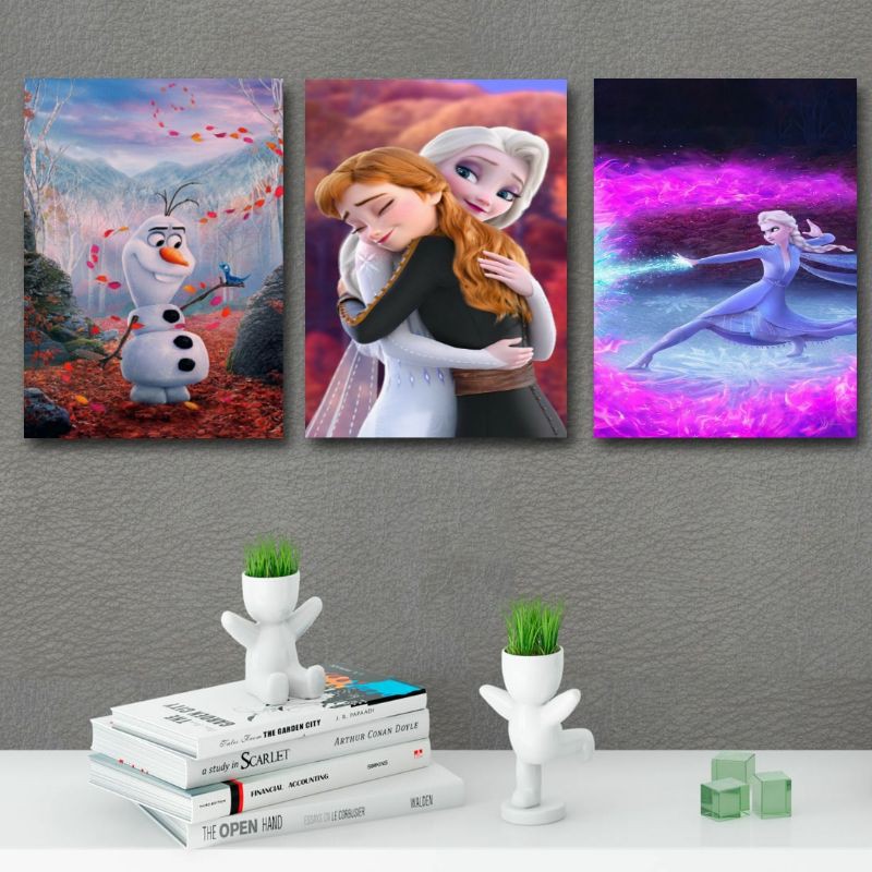 Quadros Frozen Elza Olaf Arte Conceitual 3 Pecas Para Quarto Sala Feminino Shopee Brasil