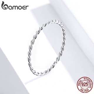 Bamoer Rings 925 Toda A Prata Anel Versátil Simples Moda Elegante Jóias Presentes Para As Mulheres
