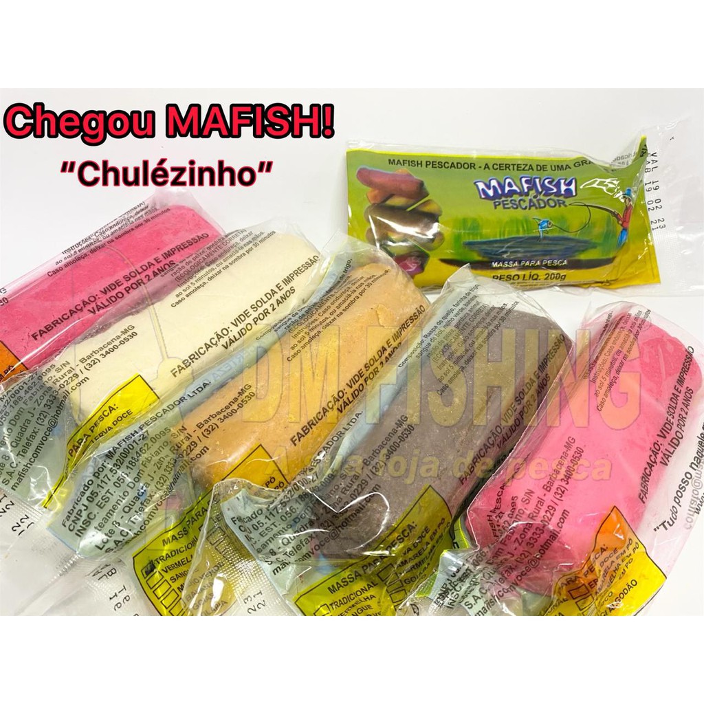 KIT 07 sabores Massa pronta para pesca MAFISH PESCADOR "Chulézinho" para de água doce, pesqueiro tambaqui, tambacu, pacu em Oferta na Shopee