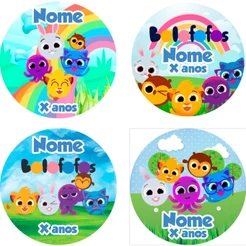 Adesivos Papel Fotográfico 4cm x 4cm Bolofofos Personalizado