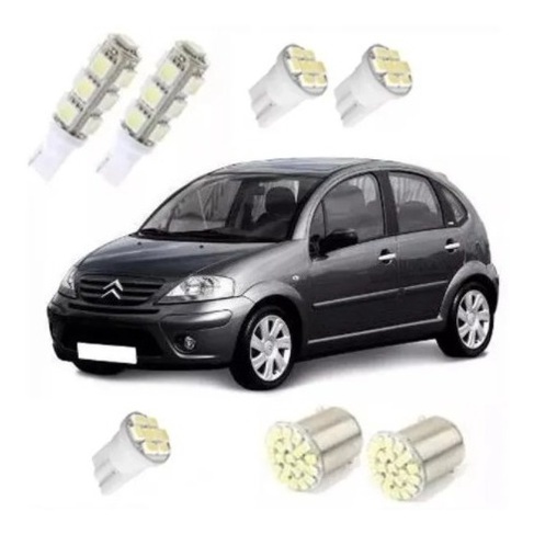 Kit Lampadas Led Citroen C3 2000 Até 2010 Teto Placa Ré