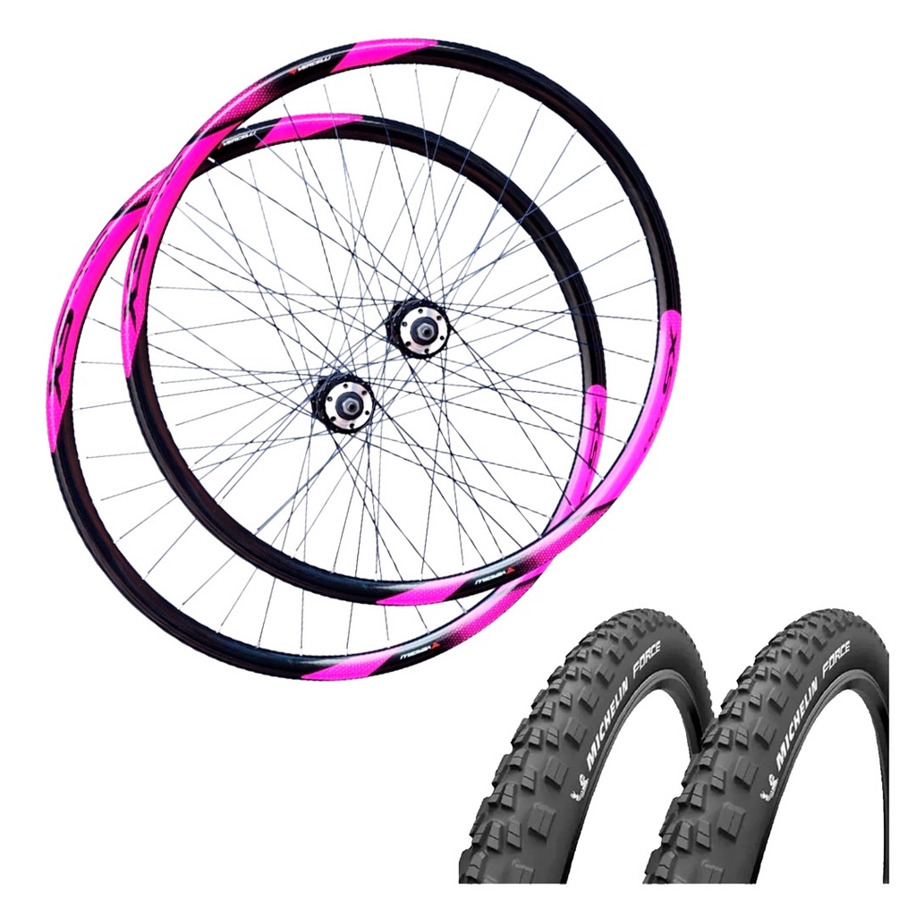 Rodas Aro 29 Mtb + Pneu Michelin K7 GTS Vercelli 36F Rosa