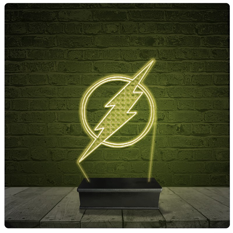 Led Luminária Acrílico Abajur - Flash Dc Comics 01