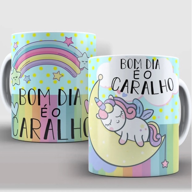 Caneca Xícara Unicórnio Bom Dia É O Caralho - Porcelana 325ml | Shopee  Brasil