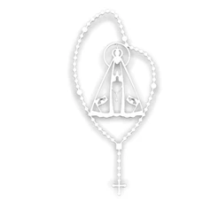 Adesivo Para Carro N Senhora Aparecida Terço Branco 8x4cm
