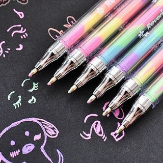 [Compre 3 unidades 9.9]1PC Novo Design Coreano Papelaria Bonito Tinta 6 Cores Caneta Marcador De Texto Ponta Colorido Escrita Suprimentos