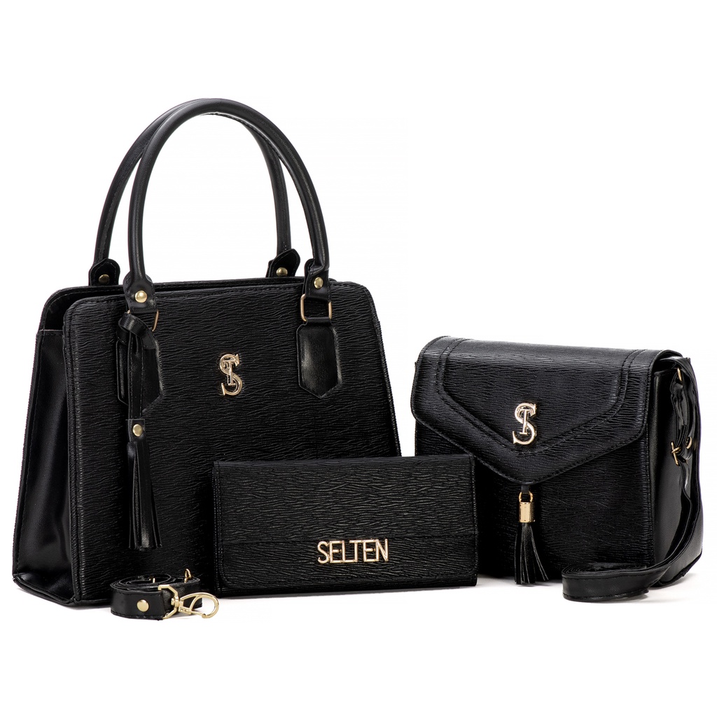Kit Bolsa Tote Transversal Modelo Mãe Alça Ajustavel e Bolsa Tiracolo Modelo Tampa Lançamento Com Carteira