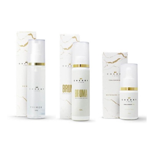 Kit Retenção Cherry Lash Bruma + Finalizador + Primer Para Extensão De Cílios Profissional
