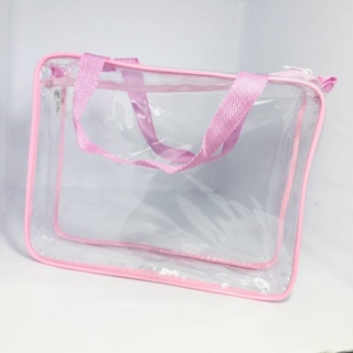 Necessaire MALOTE Transparente  ROSA 30x23 com alça em Oferta na Shopee