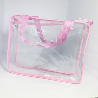 Necessaire MALOTE Transparente ROSA 30x23 com alça