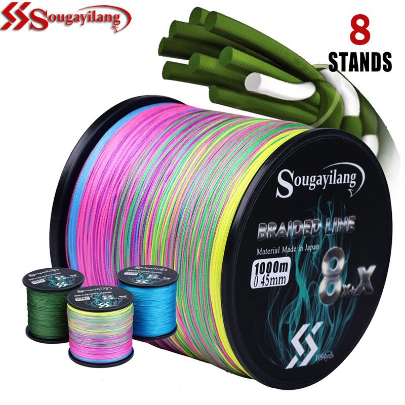 Linha de pesca Sougayilang 300M 500M Strong 9 Strands 0.14mm-0.45mm 3 Color Max Grag 7.6kg-345.8kg Fishing Gear Fishing Tackle Outdoors Sea River Fishing For Bass Fishing Lover em Oferta na Shopee