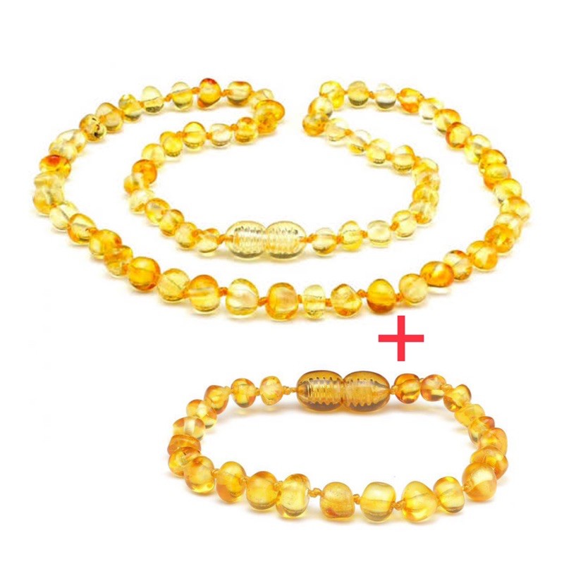 Colar de âmbar + Pulseira de ambar (Conjunto para bebês) 0-3 anos