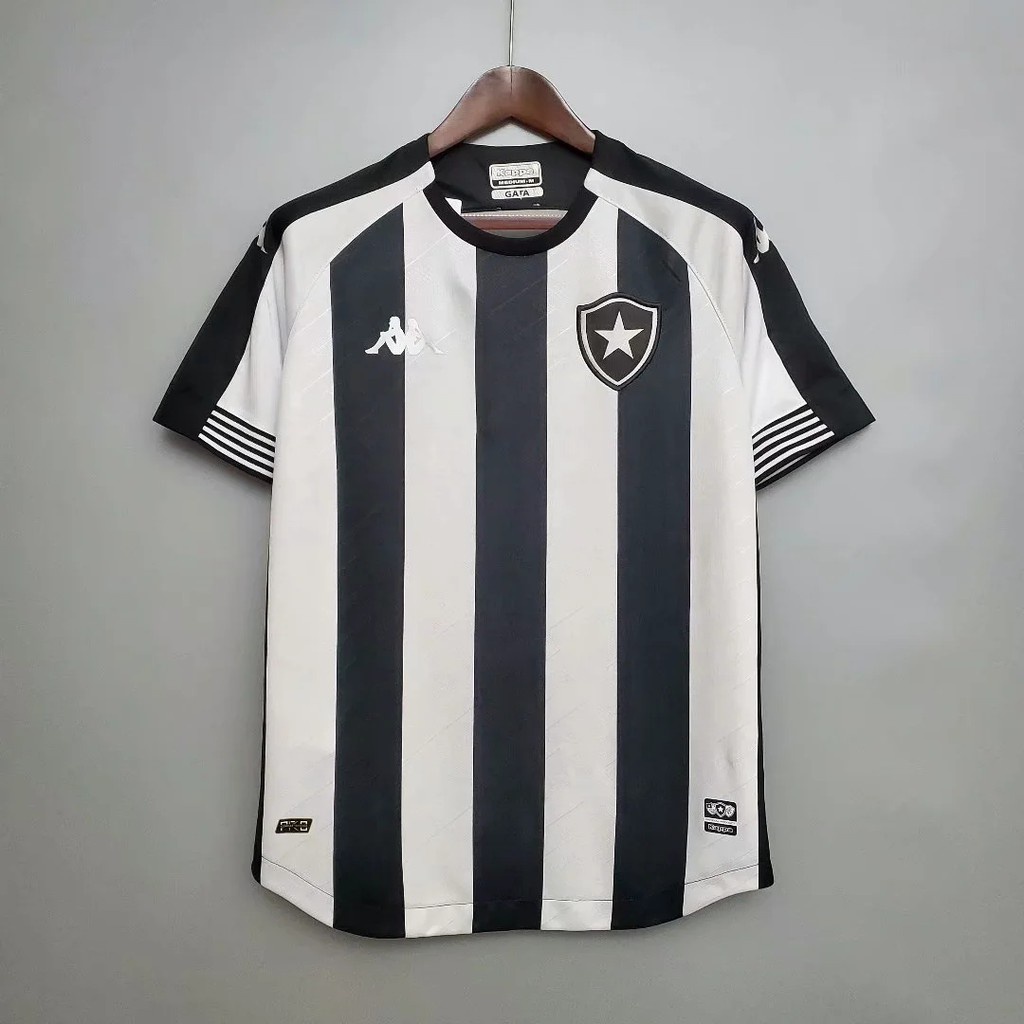 Camisa Do Botafogo Preta e Branca Listrada Primeiro Uniforme Titular 2021/2022 - Camiseta De Time De Futebol Oficial Tailandesa 1:1