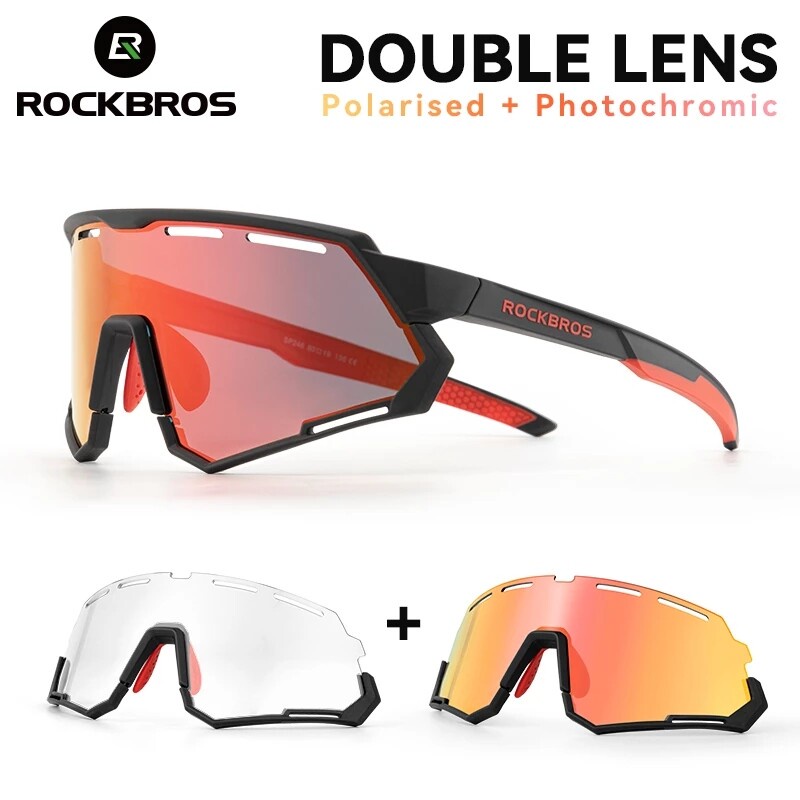 ROCKBROS Óculos De Bicicleta Polarizados/Fotocrômicos Lentes Sol MTB Proteção Solar Esportiva