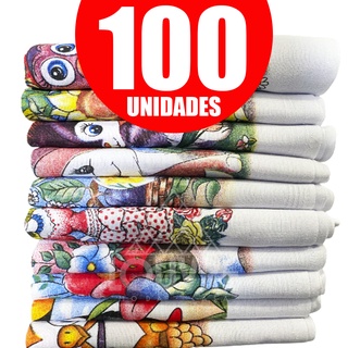100 Pano De Prato Estampado com bainha 100 Unidades
