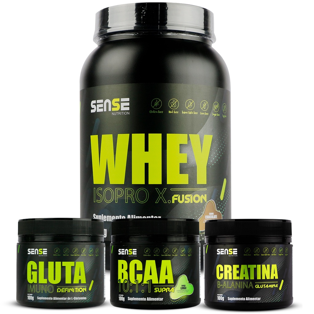 Whey Protein 900g + BCAA + Glutamina + Creatina - Sense
