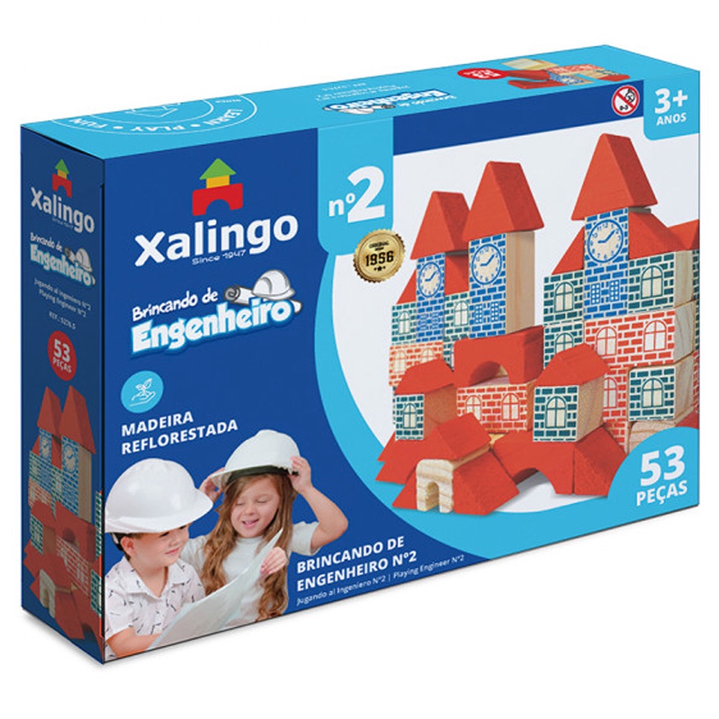 Brincando De Engenheiro Em Madeira Com 53 Peças Xalingo